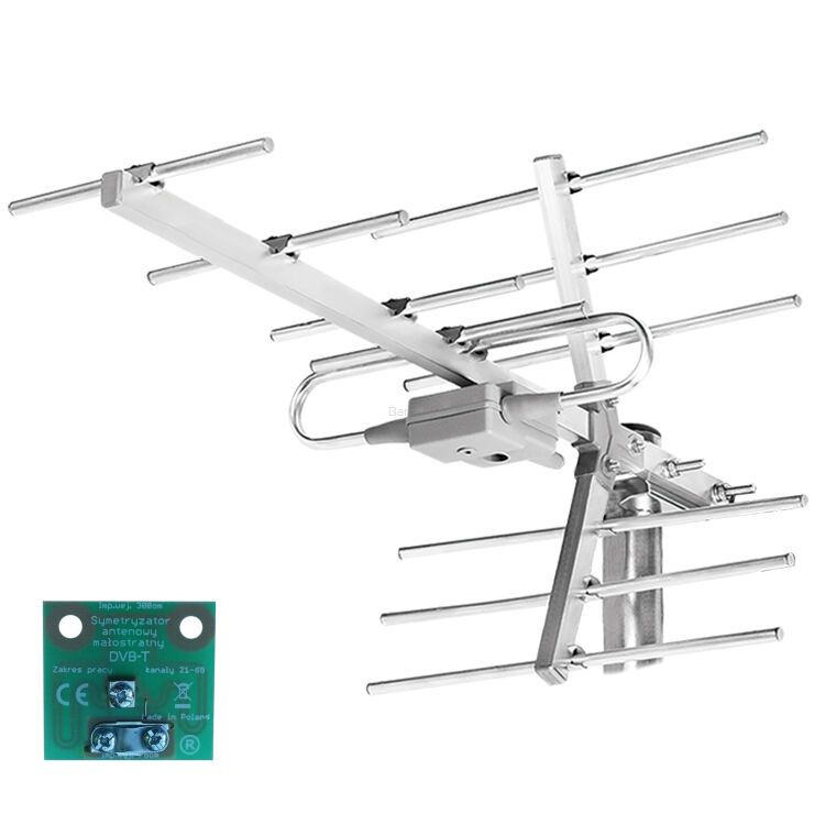 Antena Yagi 11 elementów z symetryzatorem na tył (zaciski)